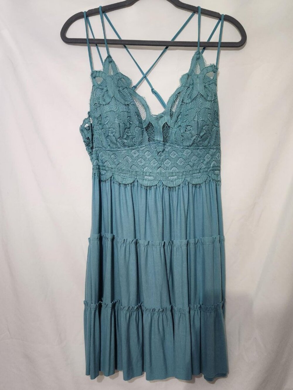 Zenana Teal Lace Cami Tunic 2X Boho Coastal Layering Top